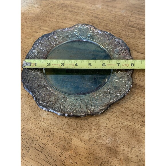 Sheridan Silversmith Taunton Plate Engraved Embossed Platter Trinket Tray Silver - Picture 4 of 5